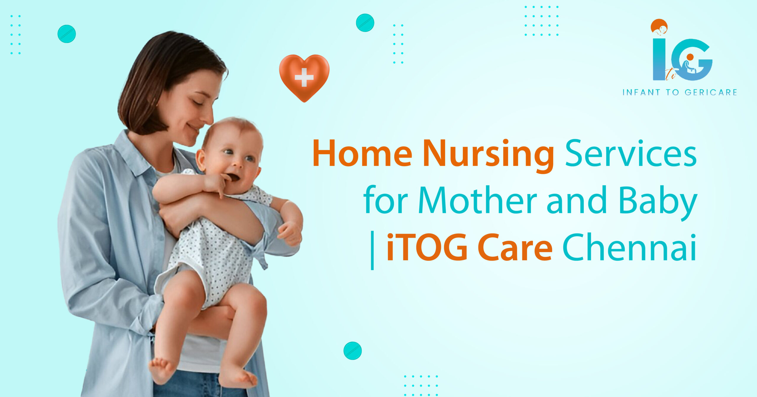 Home nurse caring for newborn and mother at home in Chennai