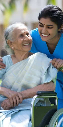 elderly-woman-is-hugging-elderly-woman-wheelchair